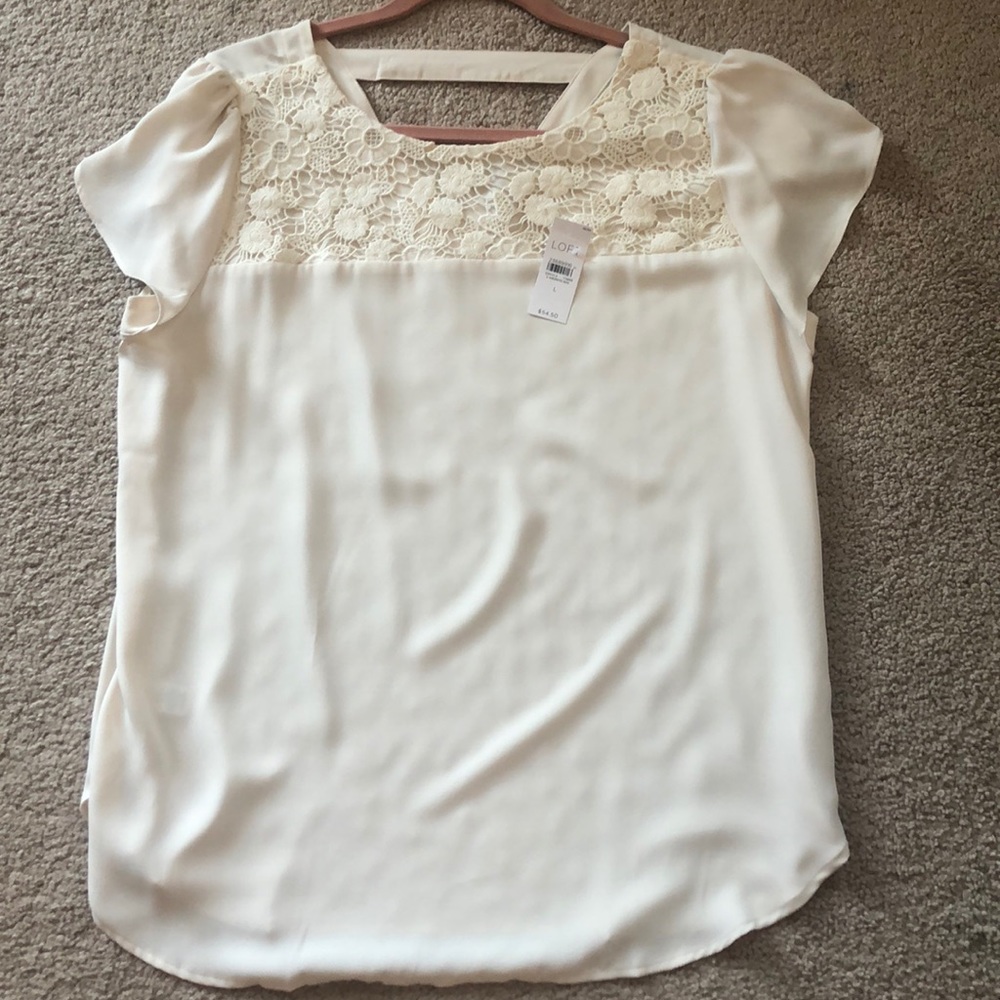 LOFT Cream Petal Sleeve Blouse - Size L